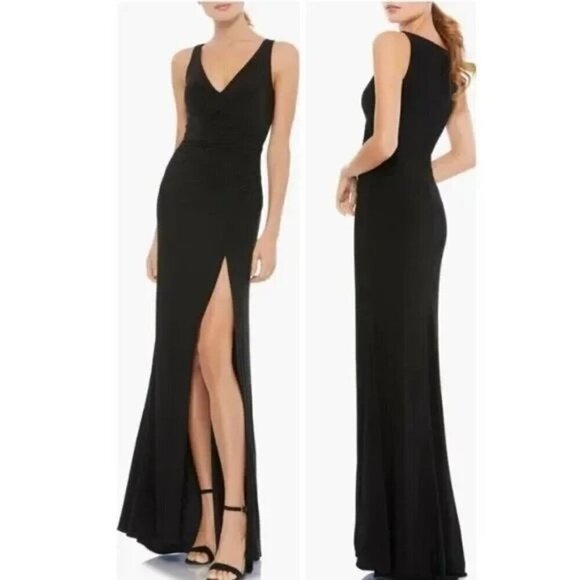 MAC DUGGAL 26513 Ruched Jersey Gown Maxi Dress in Black Classic Size 0 New - Picture 1 of 6